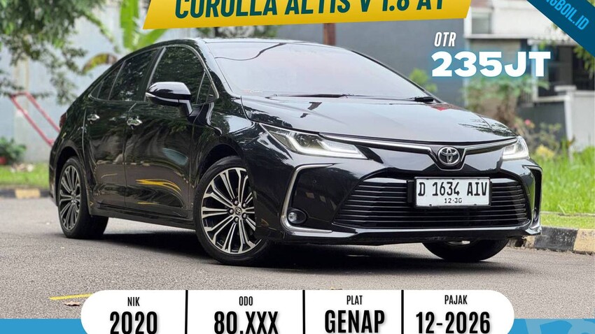 Toyota corolla Altis 1.8 V AT 2020 Hitam
-Dp 5jt